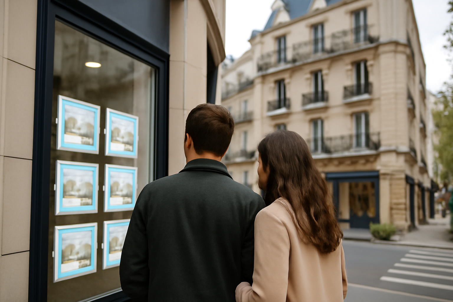 Carte des prix m2 à Neuilly-sur-Seine : façade d’immeuble haussmannien et rue animée