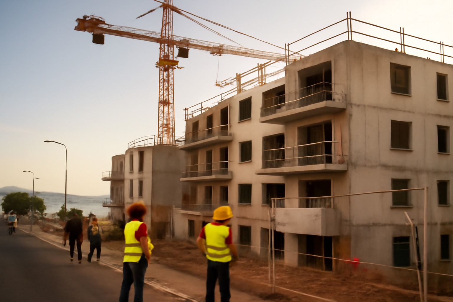programme neuf Ajaccio vue de chantier en bord de mer
