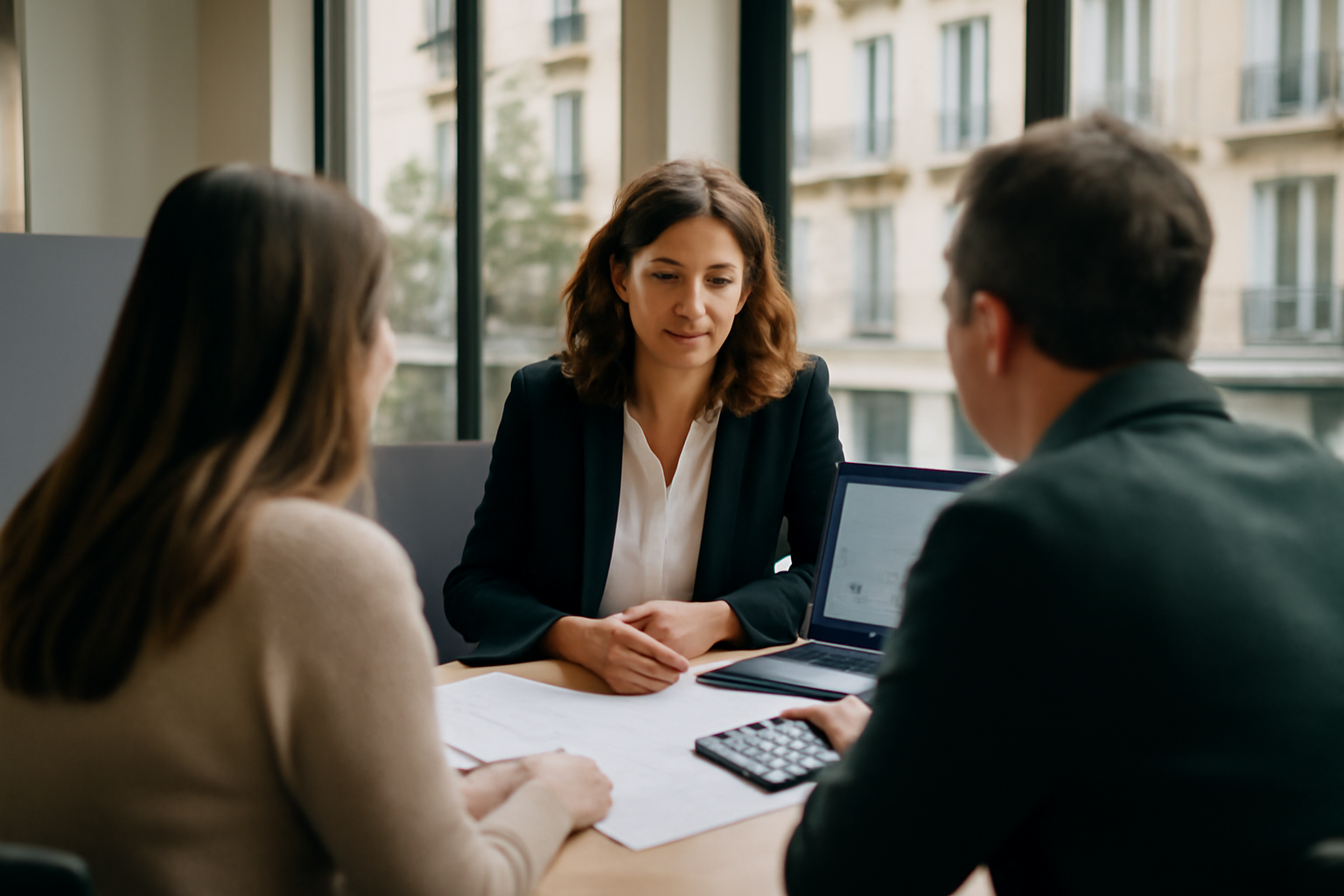 Taux immobilier France novembre 2025 : conseiller bancaire et dossier de crédit sur table