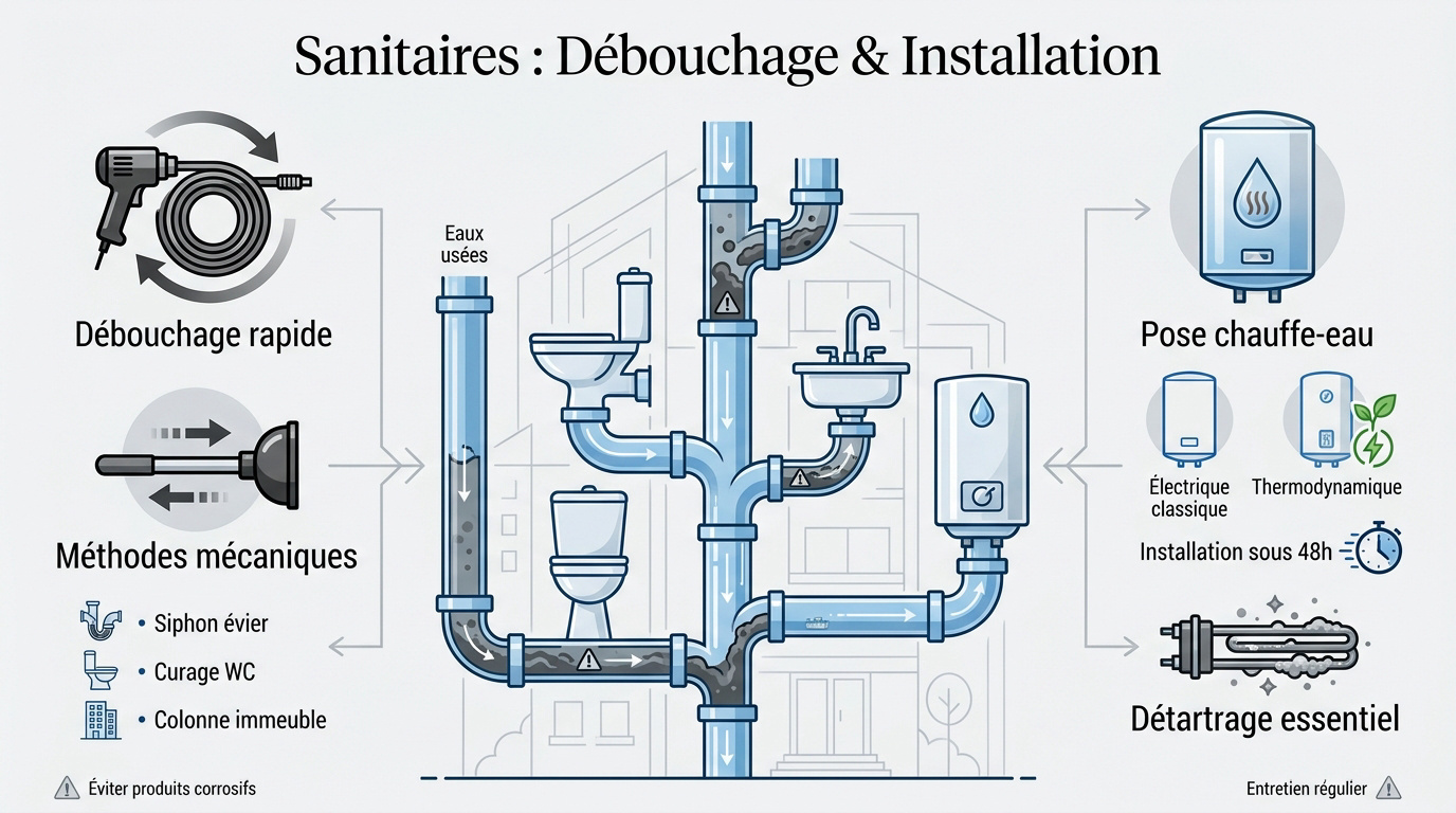 Intervention de débouchage et installation de sanitaires à Puteaux