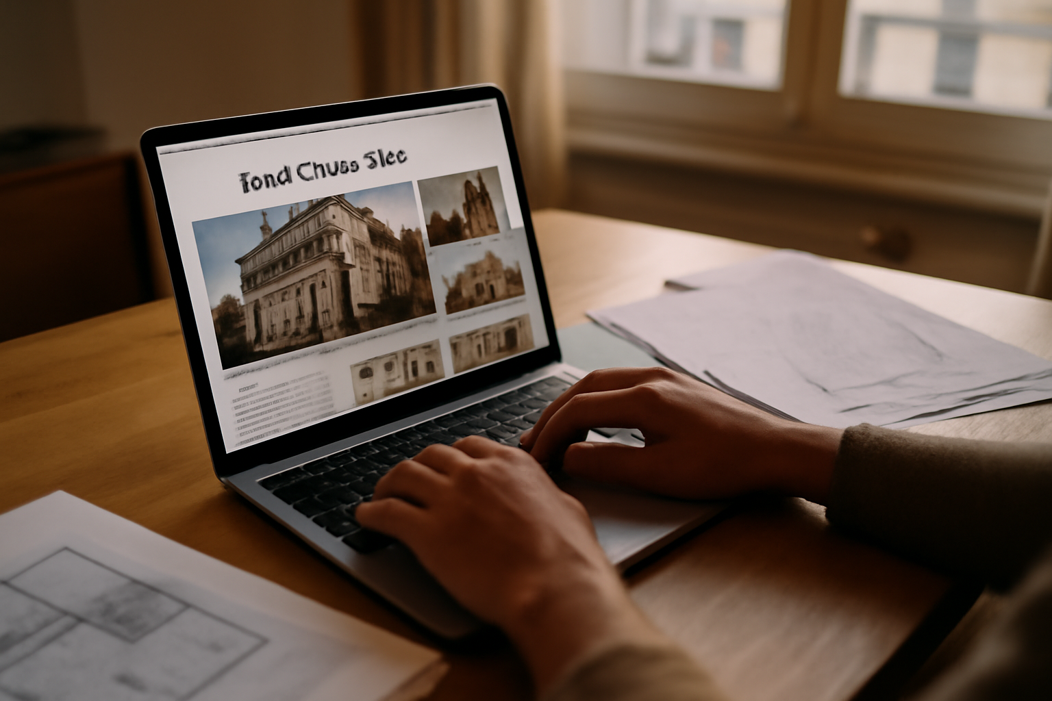 actu-immobilier.net : lecture d’actualités immobilières sur un ordinateur, ambiance bureau français, jour