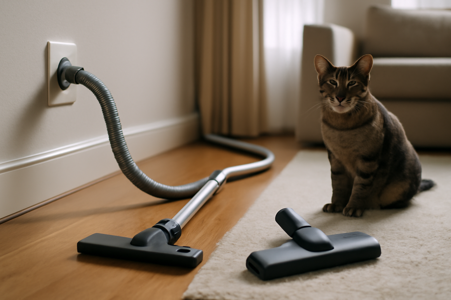 Embout d’aspirateur centralisé pour tapis et brosse pour sols durs sur un sol intérieur